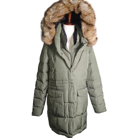 Eddie Bauer Waterfowl Down Parka Coat Removeable Fur and Hood Warm Large - Picture 1 of 9